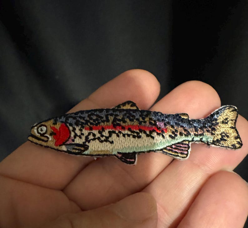 Rainbow Trout Fish Iron on Patch – Fly Fishing Patch for Jackets, Hats ...
