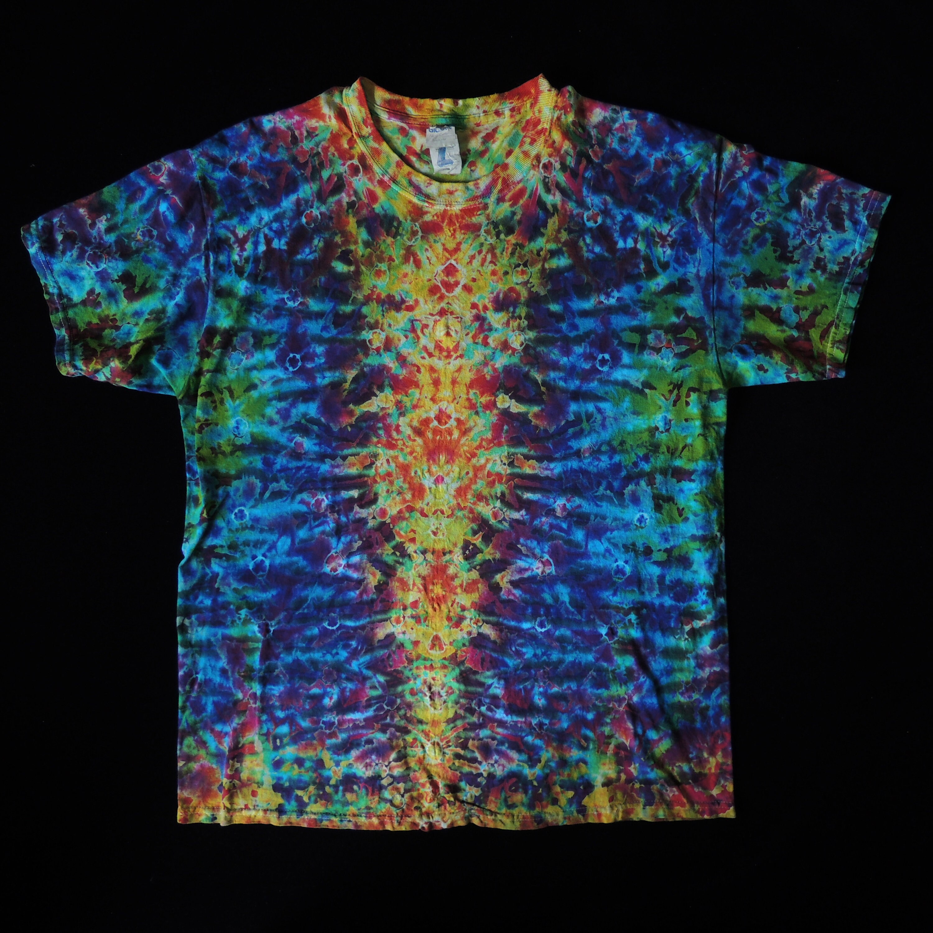 Tie-dye Shirt No. 08 in Blue Green Yellow and Red Orange | Etsy