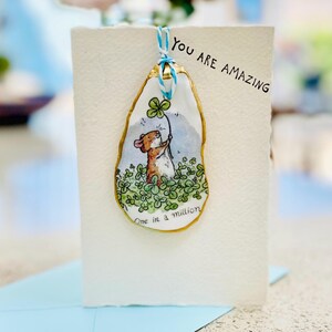 VOTRE INCROYABLE carte et cadeau | Carte UNIQUE 2 en 1 avec ornement coquille d'huître amovible | Cadeau souvenir suspendu de luxe fait main