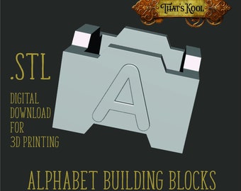 Alphabet Building Blocks 3D Print STL. file - Stl File - 3D printing file - 3D printable File - 3D Model. ABC's Stackable Blocks