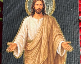 Jesus Christ 4X6 collage painting mixed media wall art original art