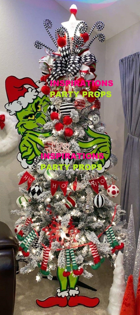 Grinch Tree Grinch Christmas Tree Grinch Tree Topper Grinch Ornaments  Complete Grinch Tree Decorated Grinch Christmas Tree Decor 