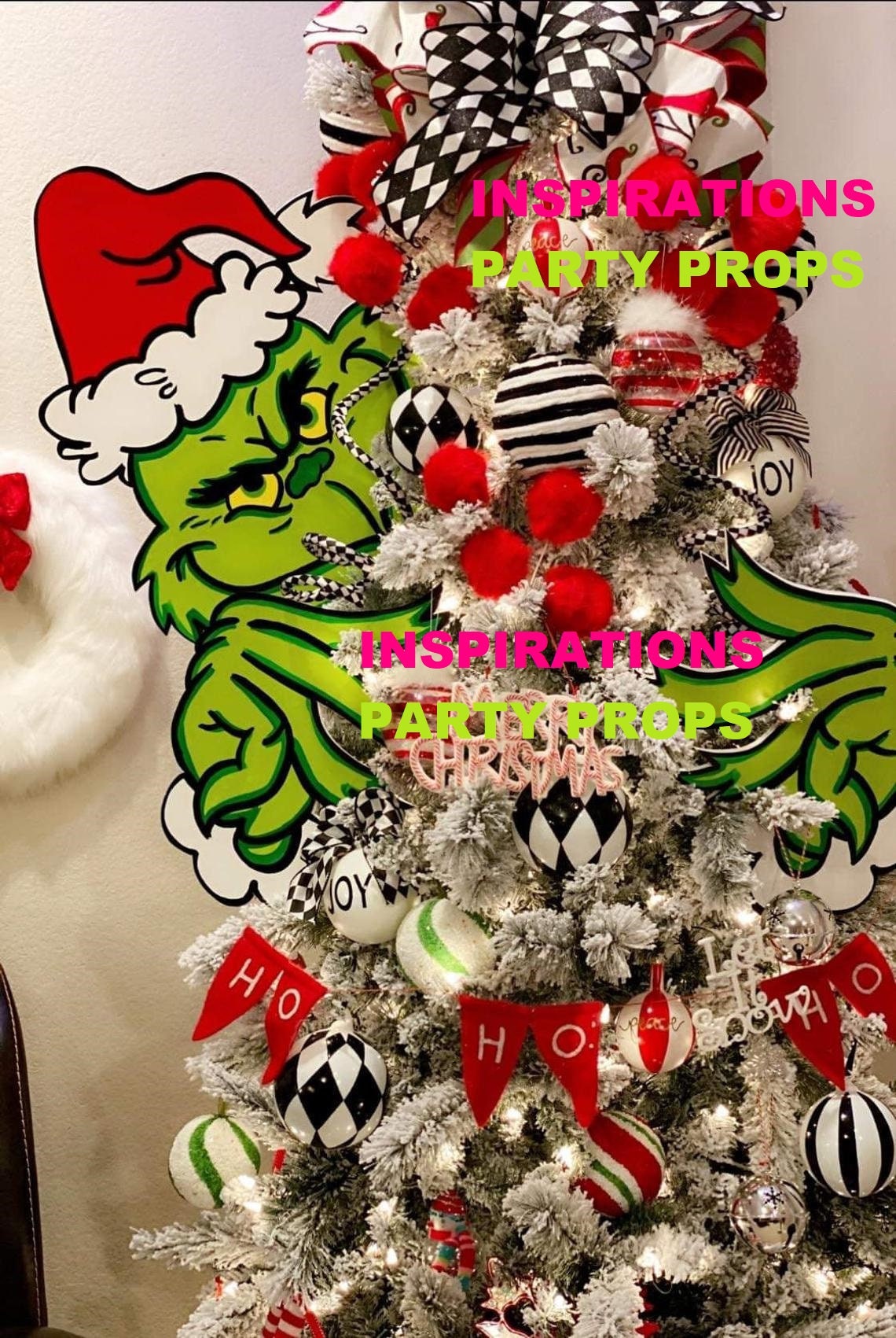 2023 Christmas The Grinch Theme Ornament Kits Xmas Tree Topper New Year  Home Indoor Decoration Party Supplies