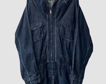 Archive Kapital Denim Kapuzen Langarm Strampler