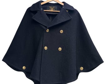 Fidelity by Gerald & Stewart wolmix poncho/cape marineblauw