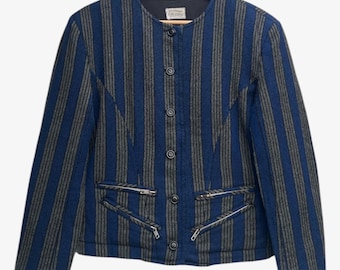 Archief Yohji Yamamoto Y's Workshop jaren 80 katoenen gestreept cropped jack met ritssluiting