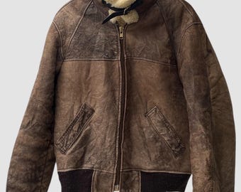 Vintage Schott B-6 Sheepskin Flight Jacket Size 40