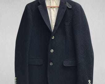 Vintage Beams Heart wollen getailleerd jack marineblauw heren maat 48 (M)