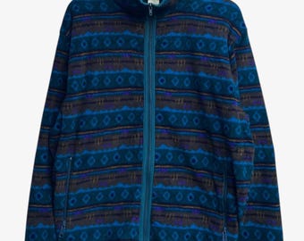 Vintage jaren 90 LL Bean fleecejack: tribal Azteekse print, gemaakt in de VS, herenkleding