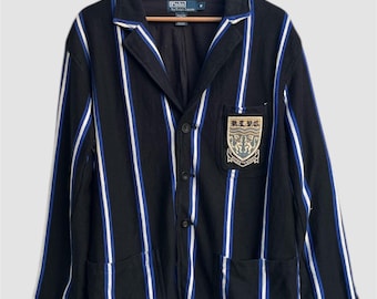 Vintage Polo Ralph Lauren katoenmix gestreepte sportblazer heren M
