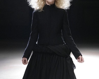 Yohji Yamamoto Runway Collection Unfinished High Gauge Long Neck Jacket Size 2