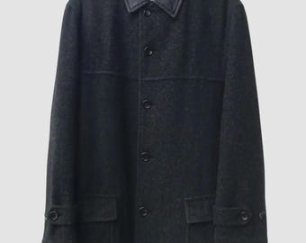 Archive AD1995 Comme des Garcons Homme Plus Leather Collar Wool Coat Size M