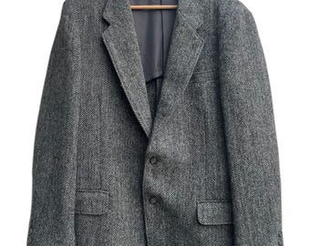 Vintage Mr. Rough Rider Harris Tweed Grey Herringbone Tailored Jacket