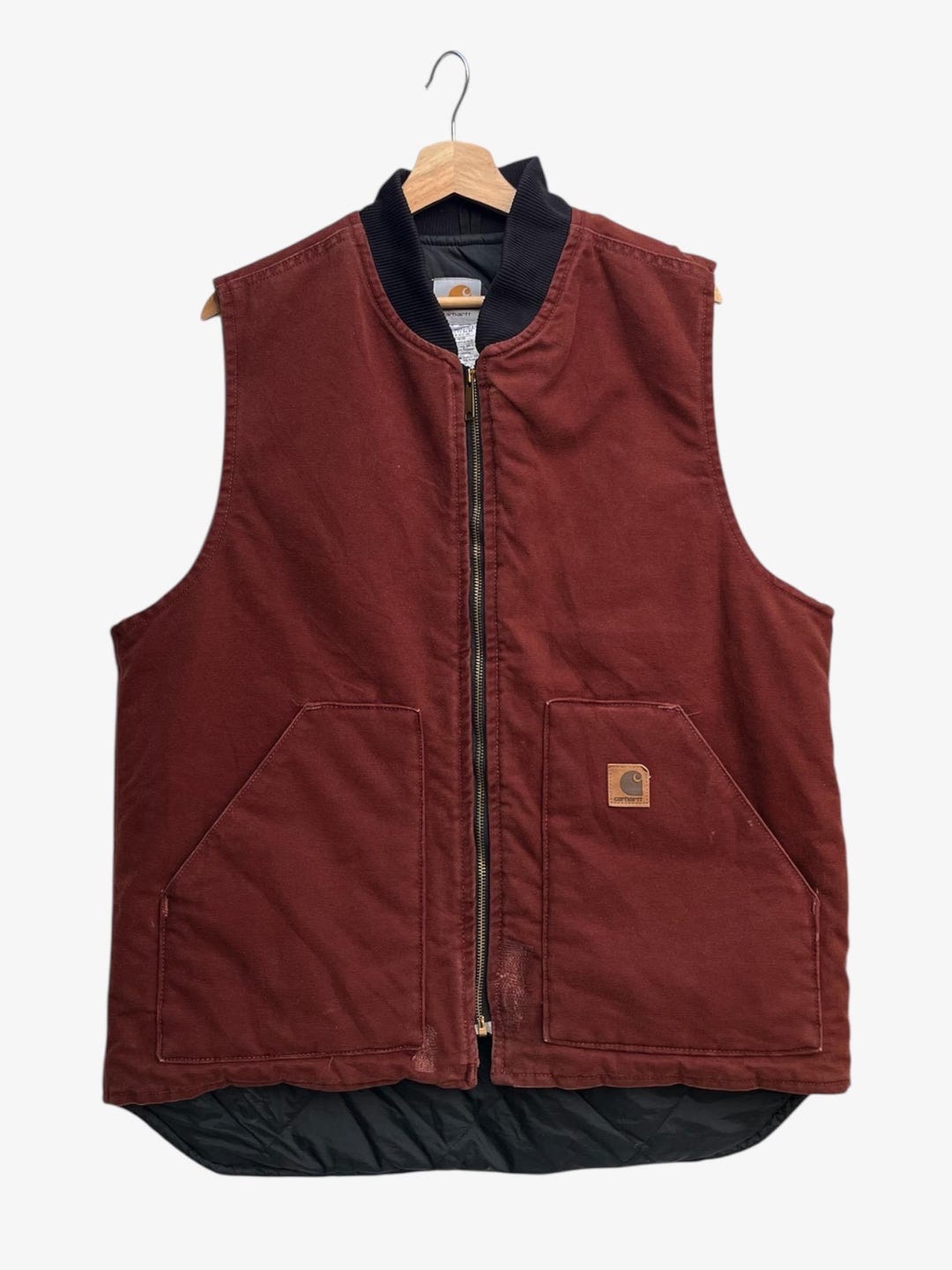 Vintage Carhartt V02 Quilt Lined Vest – Clay Color Men's L Made in