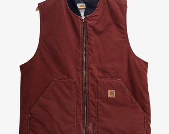 Vintage Carhartt V02 gewatteerd vest – kleikleur, heren L, gemaakt in de VS