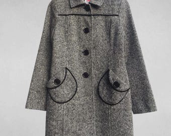 Courreges 21 Logo Button Tweed Coat Size 38