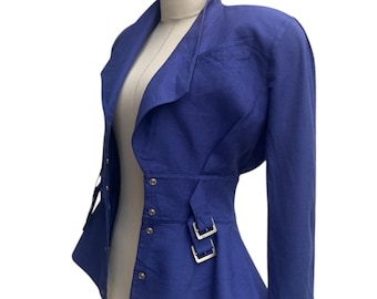 Vintage Thierry Mugler gespen taille peplum silhouet jas