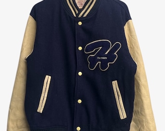Jaren 90 Harvard Wool Letterman-jas, leren mouwen heren L