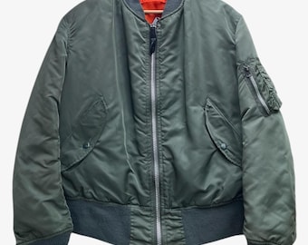 90’s Alpha Industries Reversible MA-1 Flight Bomber Jacket Green Size M Made in USA