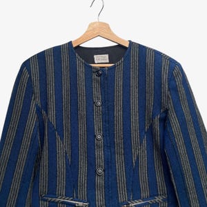 Archive 80’s Yohji Yamamoto Y’s Workshop Cottoning Striped Cropped Jacket Zip Detail image 8