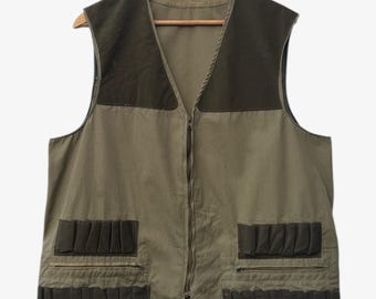 Vintage 80s Green French Military Hunting Vest Size 50