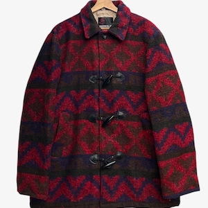 Vintage 90s American Jac Southwestern Aztec Geometric Blanket Sherpa Lined Toggle Button Wool Chore Jacket Size 40