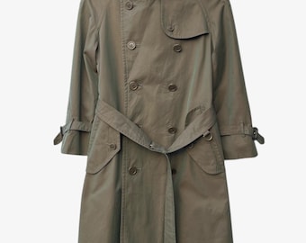 Vintage 80s/90s Burberrys Trench Coat Classic Double Breasted Novacheck Olive Women’s S