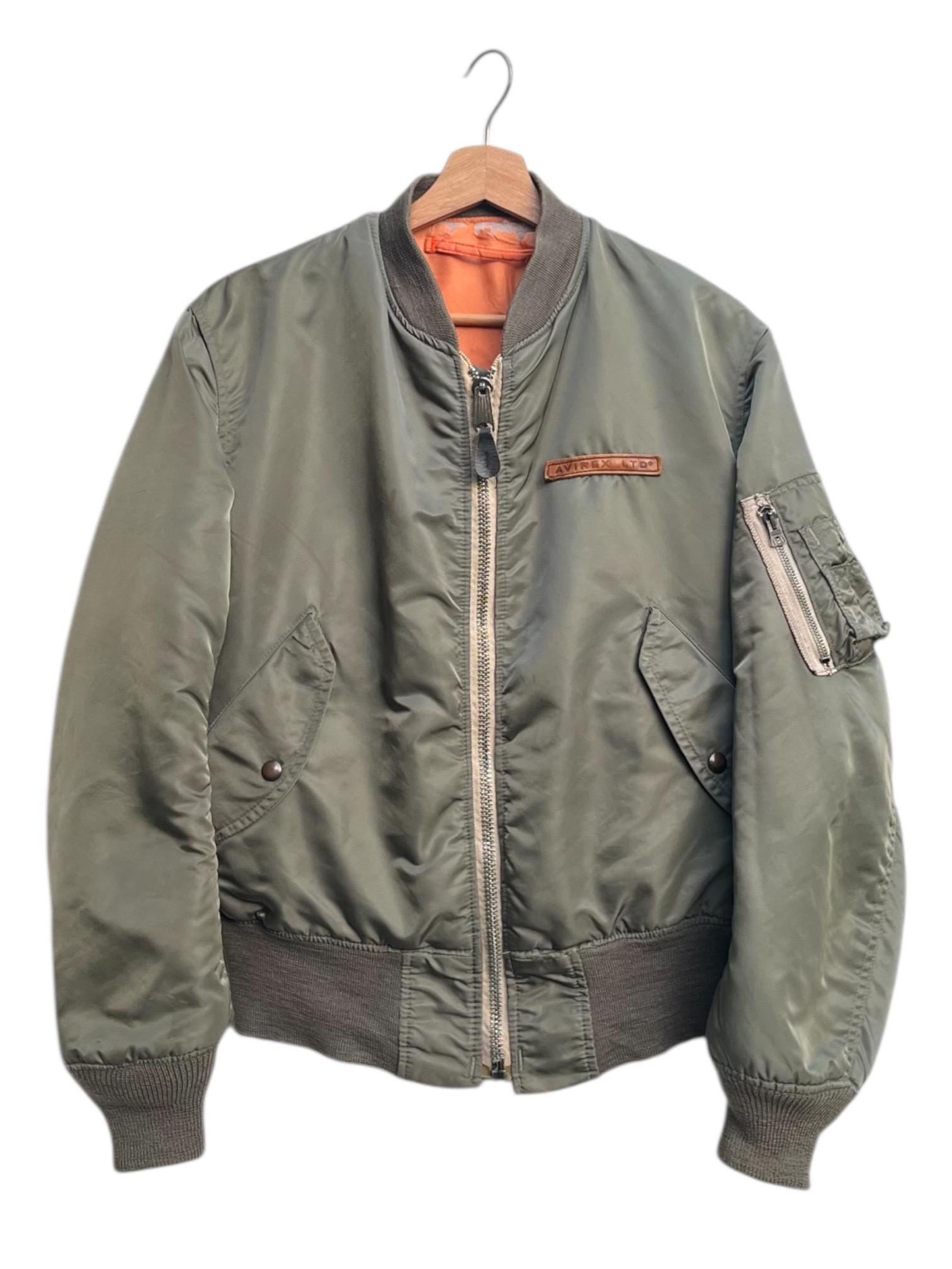 Vintage Avirex Leather Patch MA-1 Reversible Bomber Jacket Size S