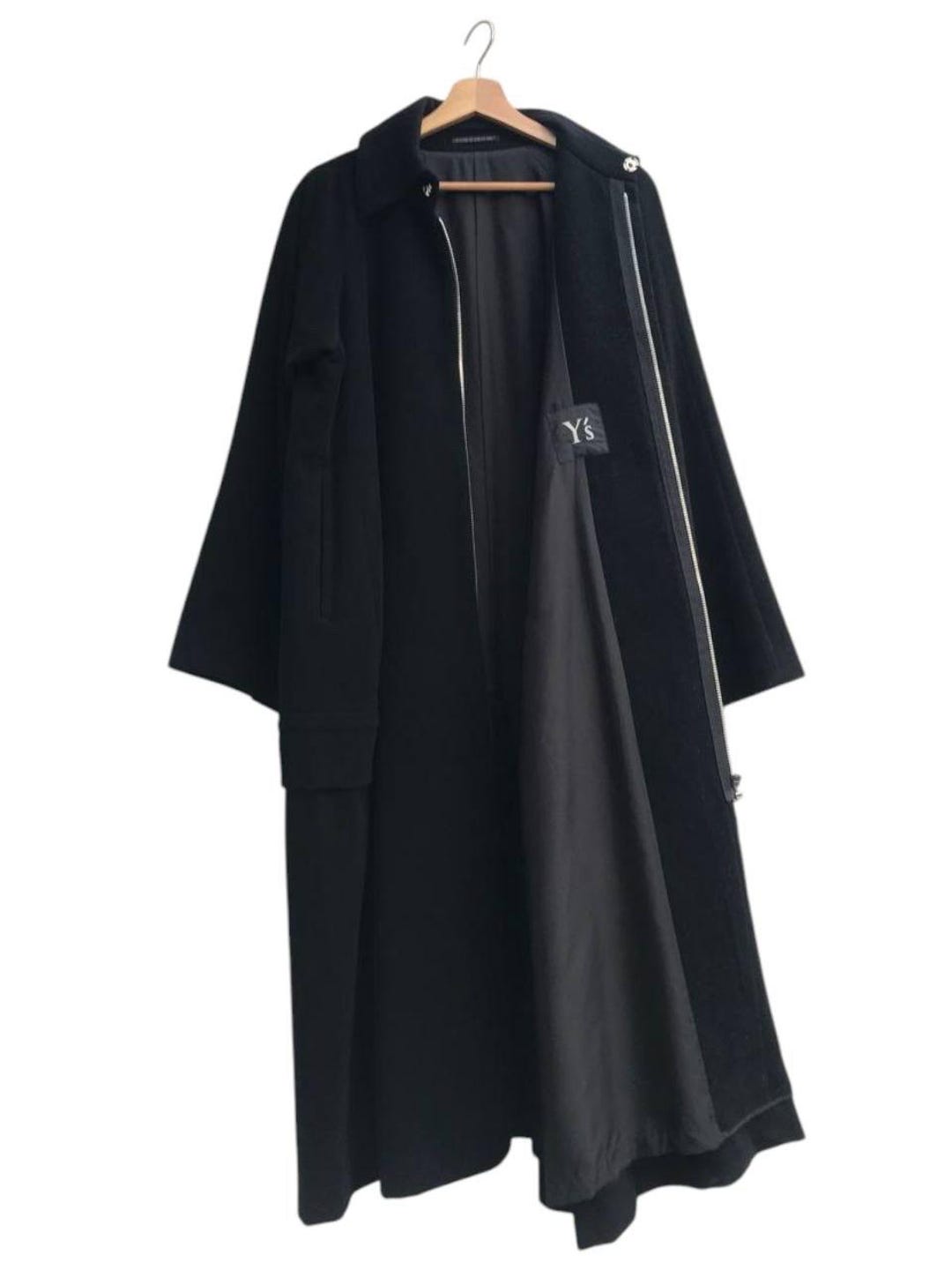Yohji Yamamoto Y's Black Wool Gabardine Coat - Etsy
