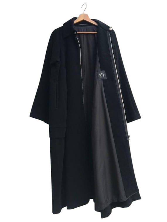 ジャケット・アウター Y's Long jacket wool Gabardine Black 3 Yohji Yamamoto Y's Black Wool Gabardine Coat - Etsy