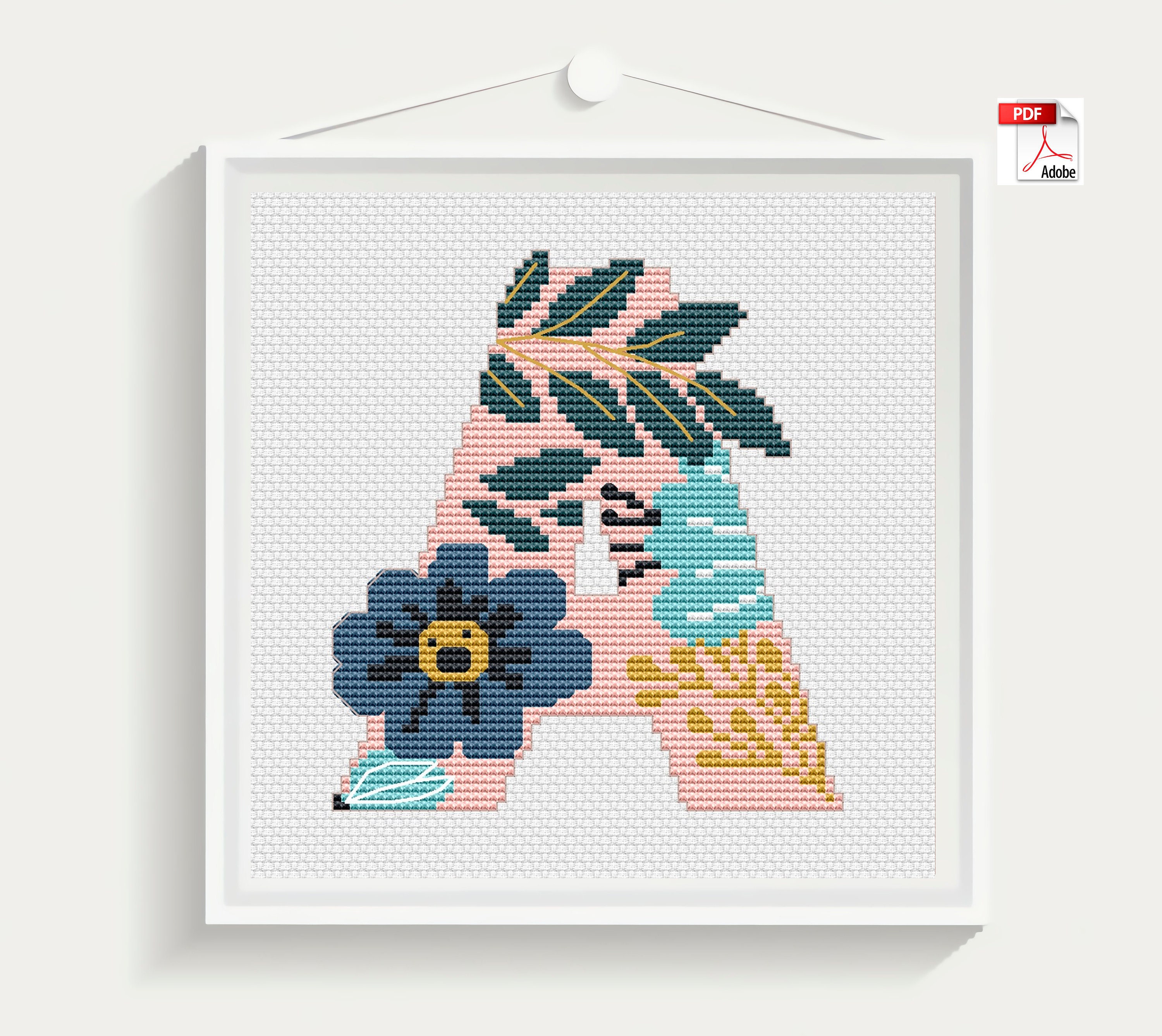 Letter A Cross Stitch Pattern.pdf Instant Download.modern Etsy