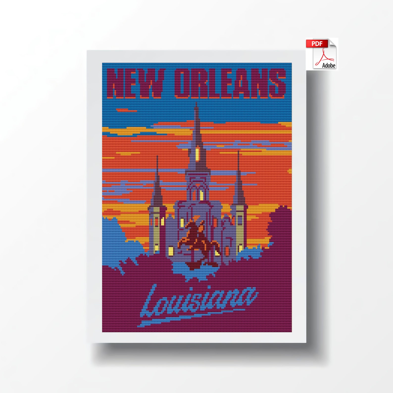 New Orleans cross stitch pattern PDF instant download Modern Etsy