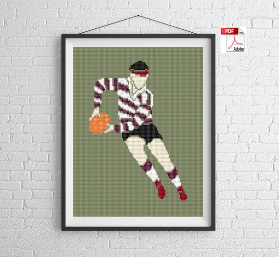 Rugby Player Cross Stitch Pattern Pdf Sport Needlepoint Etsy