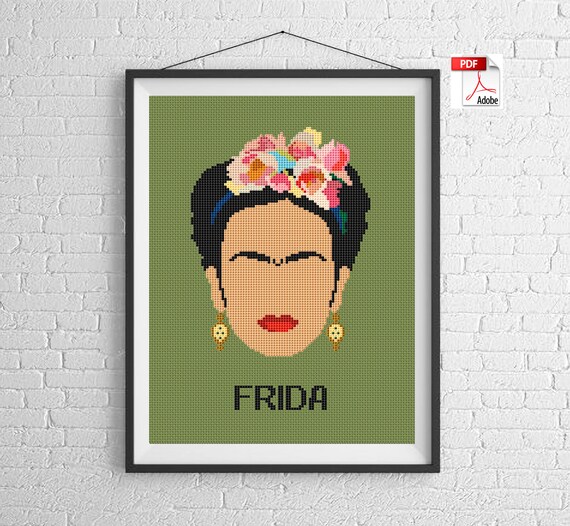 Frida Kahlo Cross Stitch Pattern PDF Needlepoint Pattern | Etsy