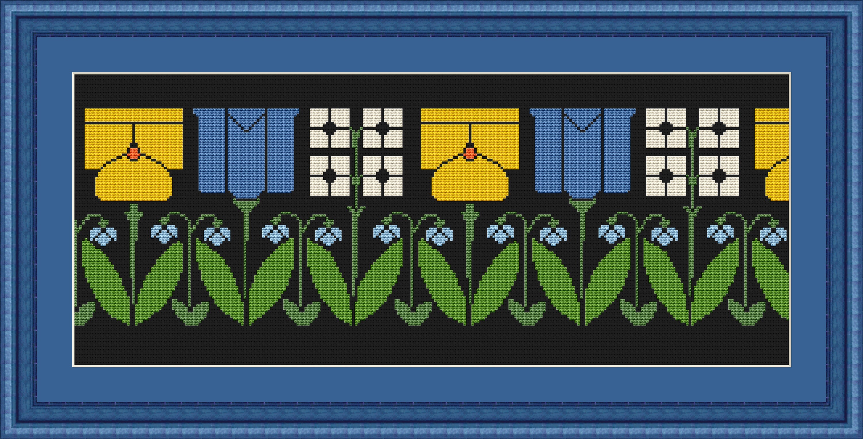 Art Deco flowers Cross Stitch Pattern PDF instant download Etsy