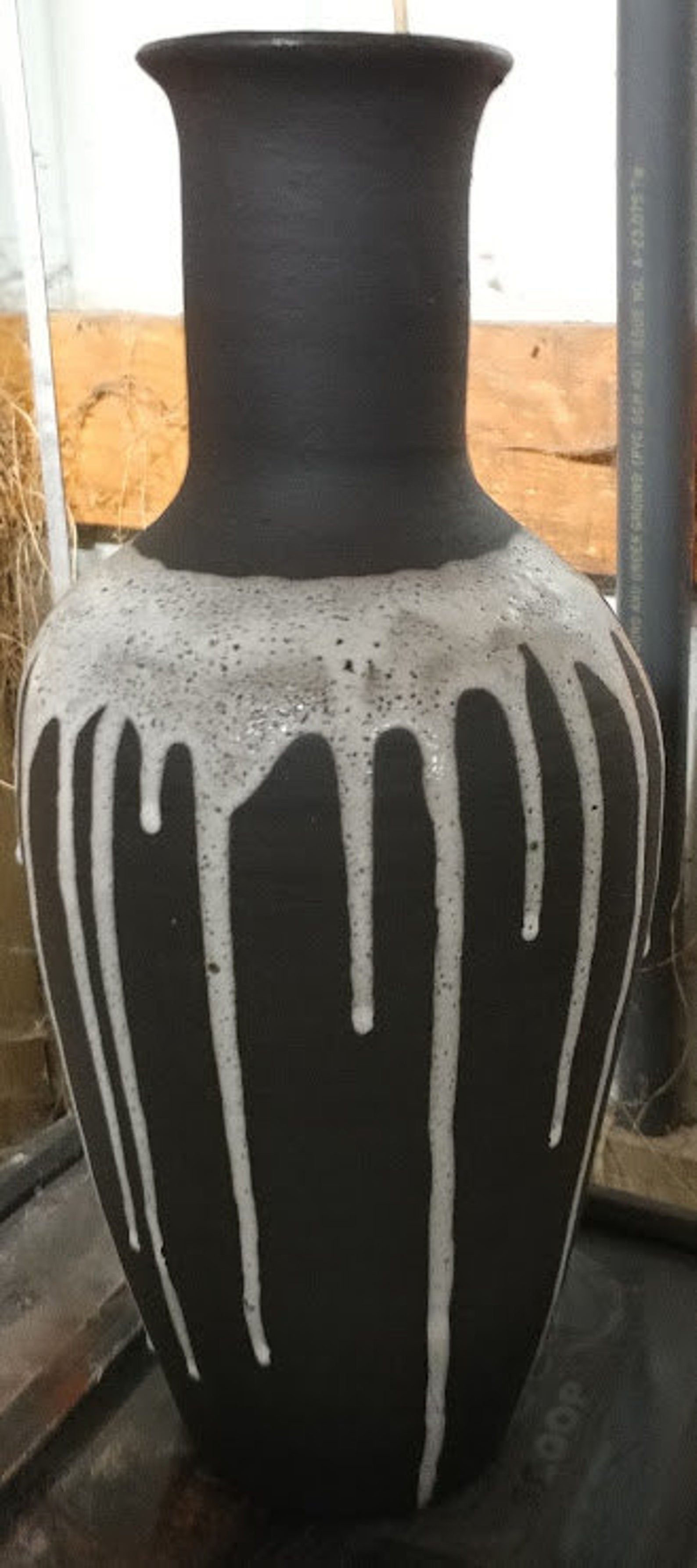 Tall Elegant Long Neck Vase 18 Inches Tall in Black Clay and Etsy