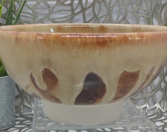 Hand Thrown traditional rice bowl with hand trimmed foot in classic Shino glaze