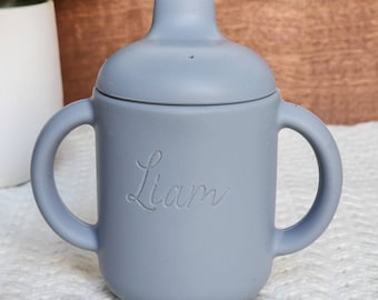Personalized Trainer Sippy Cup For Babies And Toddlers | Silicone 4oz Cup | Laser Engraved Personalization | Baby Gift