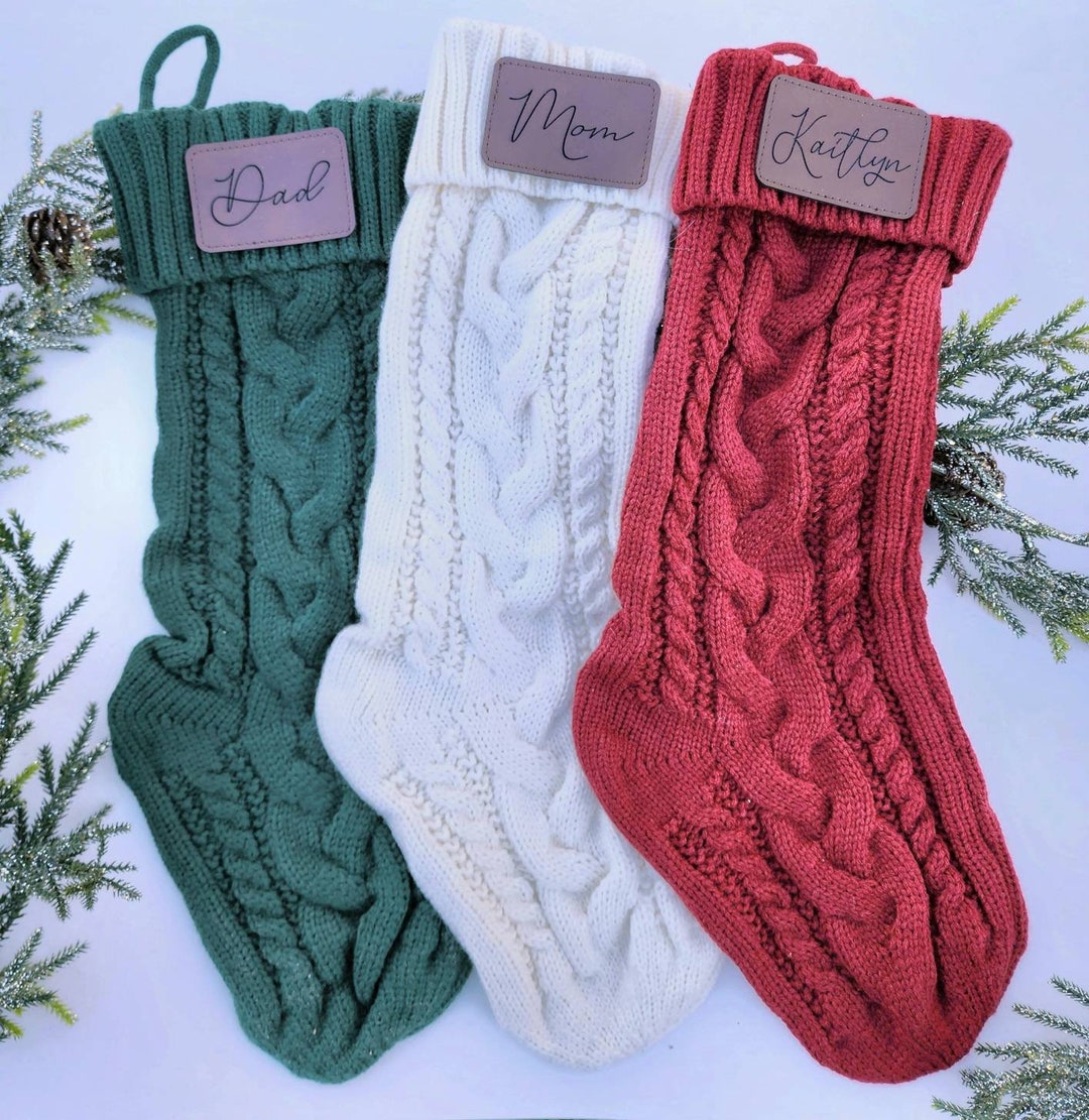 Personalized Cable Knit Stocking Laser Engraved Etsy