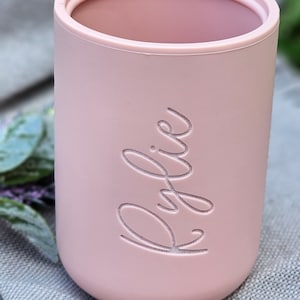 Personalized Trainer Sippy Cup For Babies And Toddlers | Silicone 4oz Cup | Laser Engraved Personalization | Baby Gift