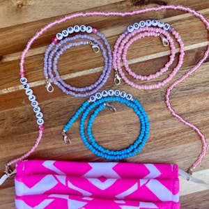 Kid’s Mask Holder | Personalized Mask Lanyard | Beaded Mask Chain ...