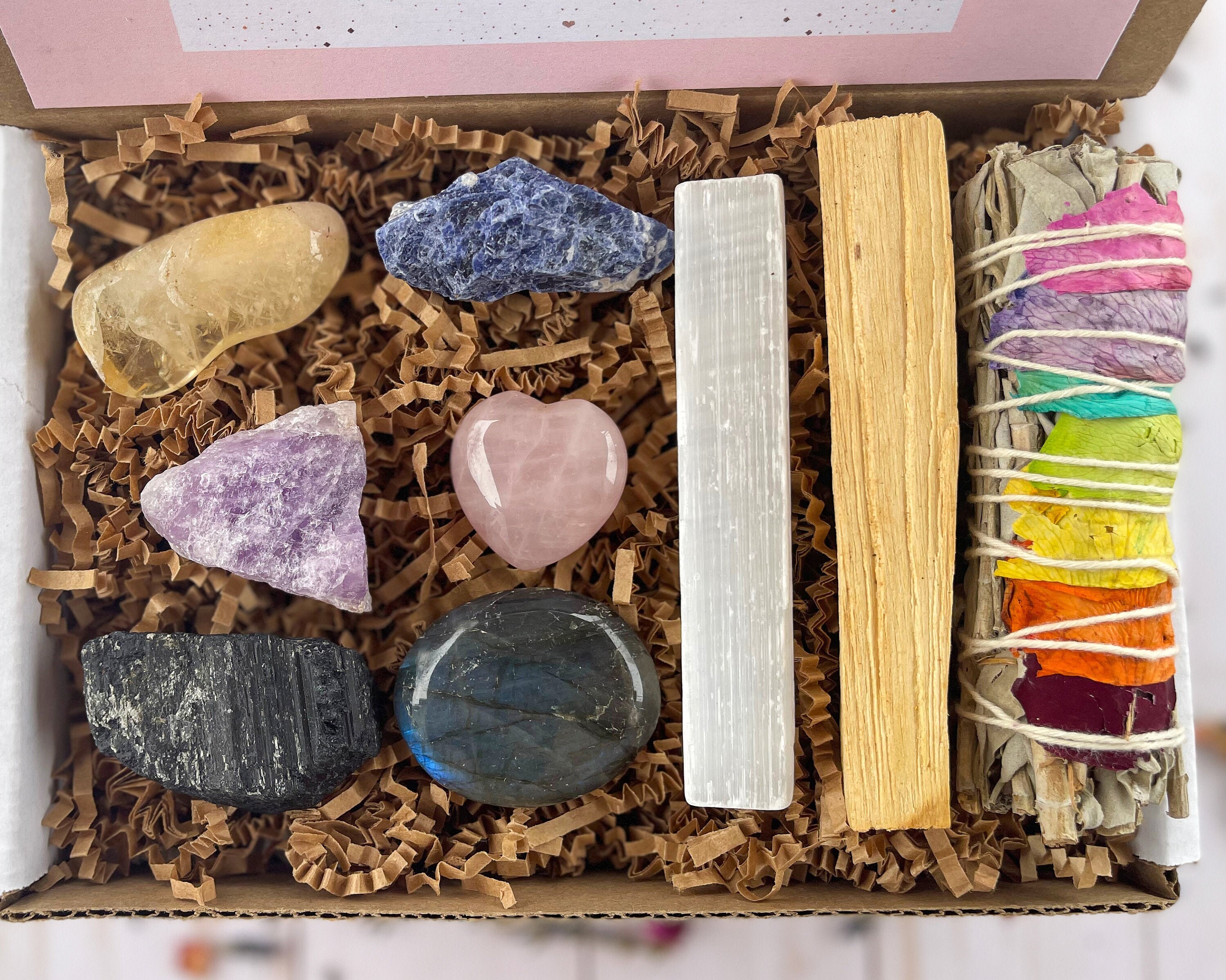 Anxiety Crystal Gift Box Stress Crystal Kit Smudge Kit Gift Etsy