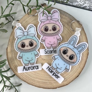 Personalised Mini Monster Keyring| Labubu inspired Monster Bag Charm| Cute Monster Back to School| Named Monster Bag Keychain| Monster Keys