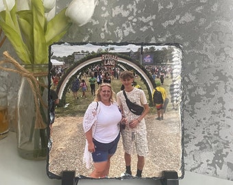 Personalised Photo Rock Slate| Custom Gift Idea| Photo Slate| Personalised Picture Slate With Stands| Custom Photo Slate| Wedding Photo gift