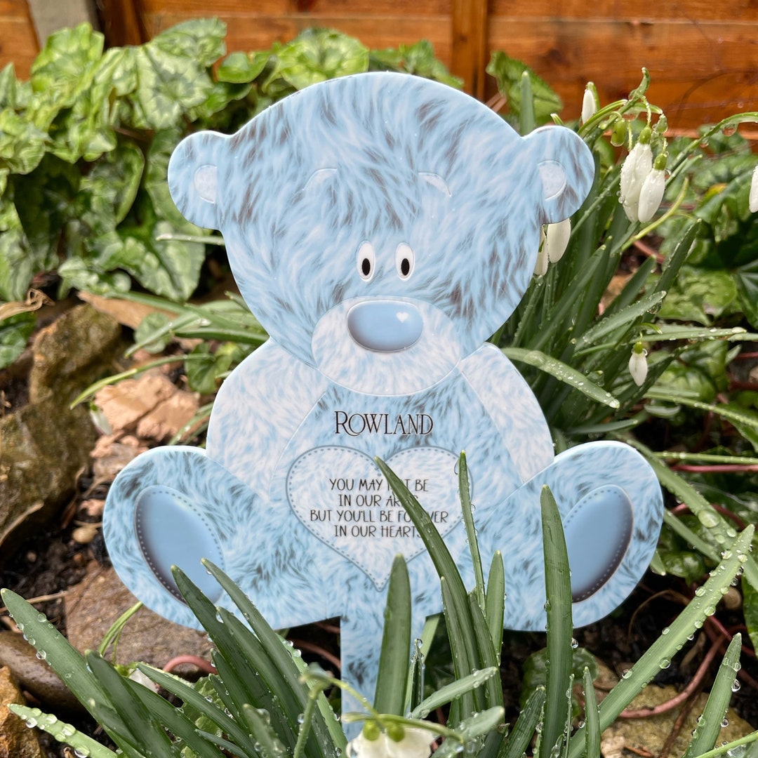 Personalized Teddy Bear Memorial Grave Marker Acrylic Remembrance