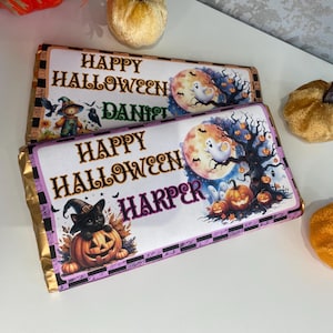 Personalised Halloween Chocolate Bar Wrapper| Halloween Treat| Halloween Chocolate| Party Favour| Halloween Treats| Spooky Chocolate Gifts