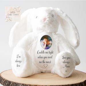 Personalized Memorial Bunny Keepsake |  Photo Gift | Bereavement Gift | A Cuddle From Heaven Keepsake Bear | Memorial Keepsake Gift |