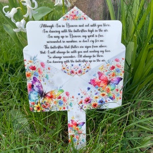 Poema conmemorativo de mariposa, carta, marcador de tumba, marcador de tumba de mariposa, adorno de tumba, monumento conmemorativo, placa de tumba conmemorativa de mariposa, recuerdo