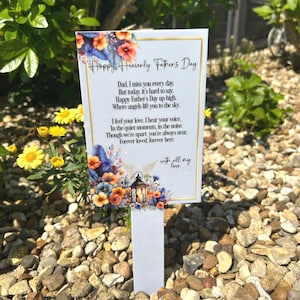 Cartão de Feliz Dia dos Pais Celestiais | Marcador de Túmulo para o Dia dos Pais Celestiais | Carta para o Papai no Céu | Decoração de Marcador de Túmulo | Memorial