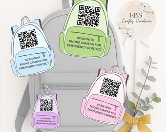Emergency Contact QR Code Keychain: Kids Backpack Safety, Acrylic Keyring